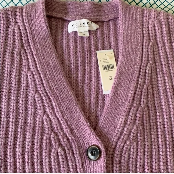 Anthropologie Alpaca Sweater velvet by graham spencer Abbott cardigan XS NEW - Picture 5 of 14